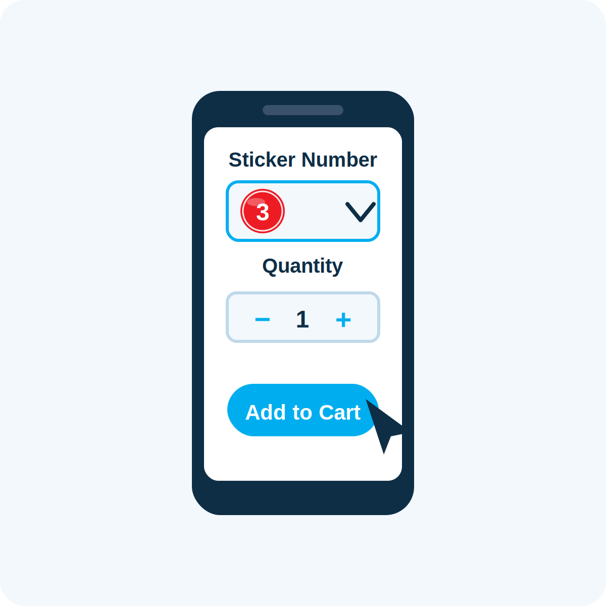 Step 2 — Select your sticker number and quantity